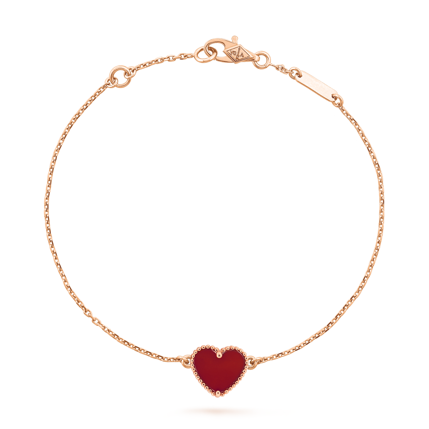 Rose Gold Heart Charm Bracelet – Elegant Red Heart Bracelet for Women