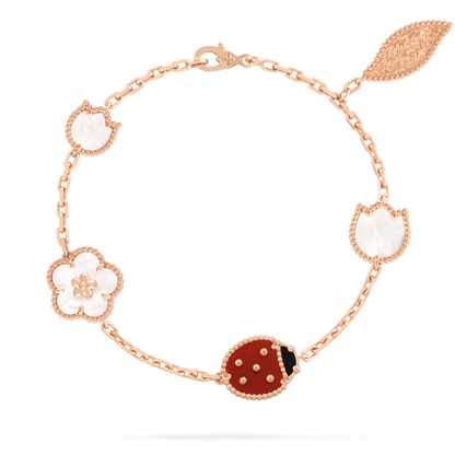 Rose Gold Charm Bracelet – Mother of Pearl & Heart Design Women’s Bracelet