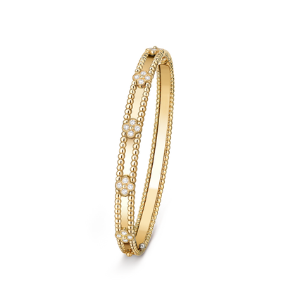 Gold Clover Bangle Bracelet – Diamond Accent Luxury Bracelet for Women