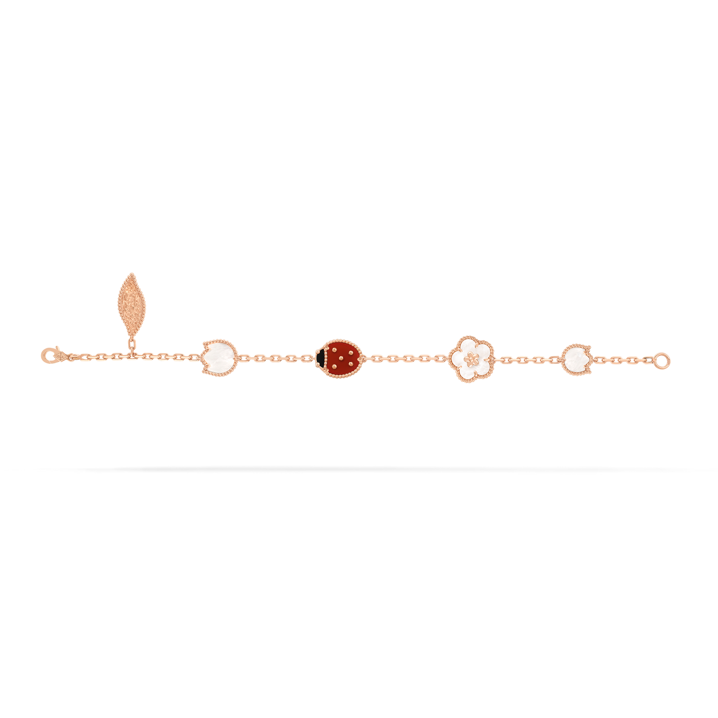 Rose Gold Charm Bracelet – Mother of Pearl & Heart Design Women’s Bracelet