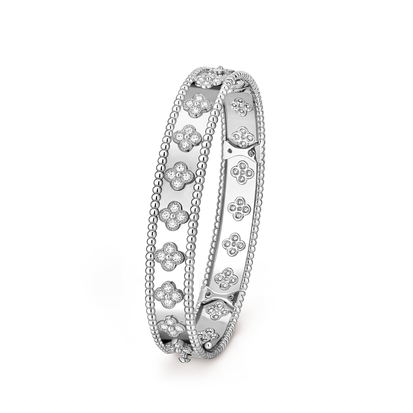 Luxury Gold Clover Bangle Bracelet – Diamond-Style Floral Bangle for Women