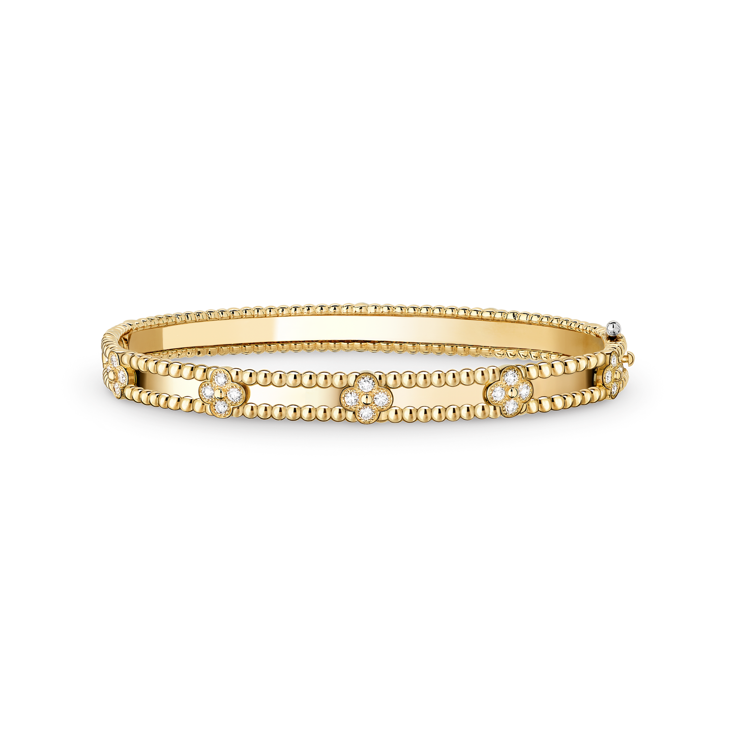Gold Clover Bangle Bracelet – Diamond Accent Luxury Bracelet for Women